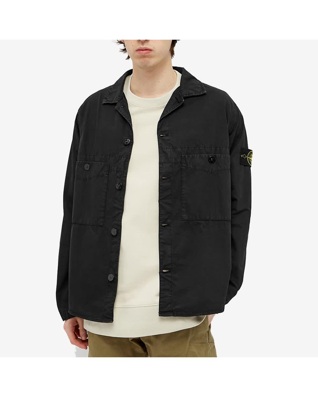 Stone Island Black Two Pocket Overshirt for men