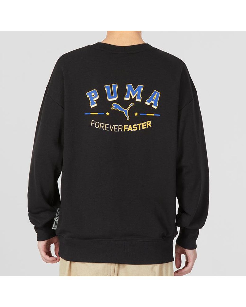 PUMA Black Team Crew Graphic Sweater for men