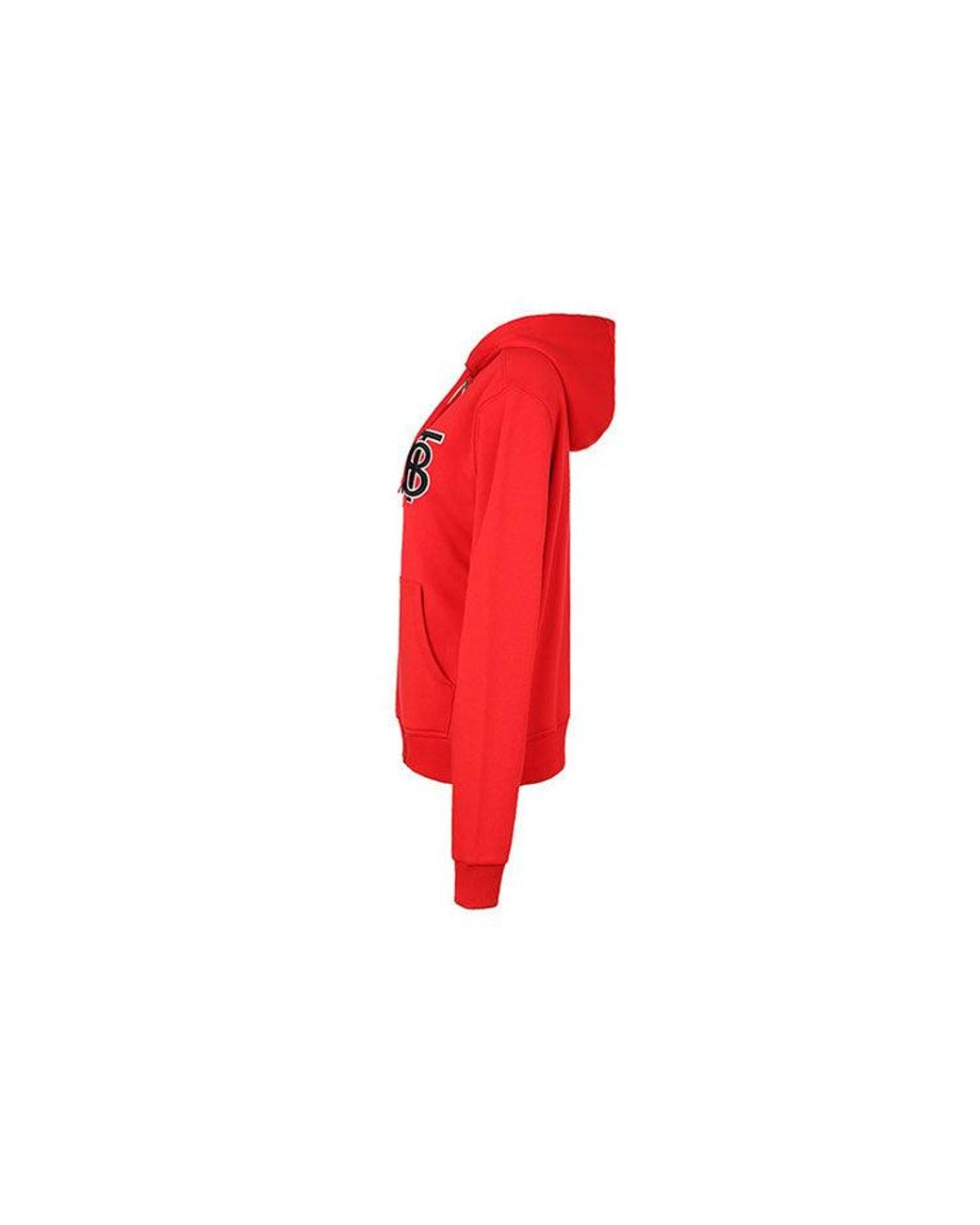 Burberry Red (Wmns) Alphabet Printing Zipper Hoodie
