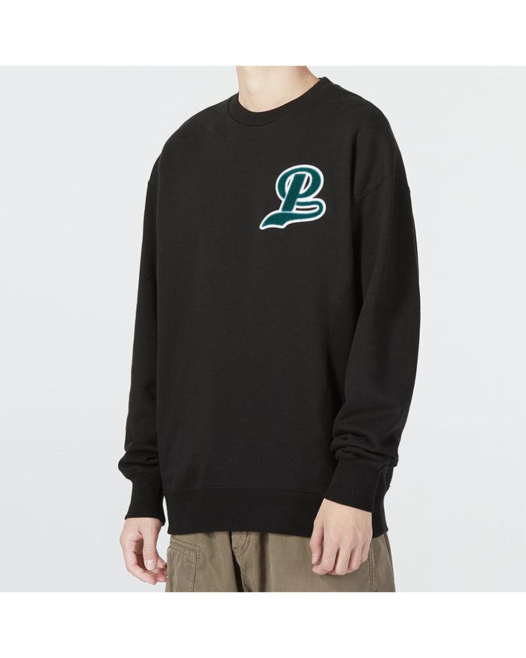 PUMA Black Team Crew Logo Sweatshirt for men