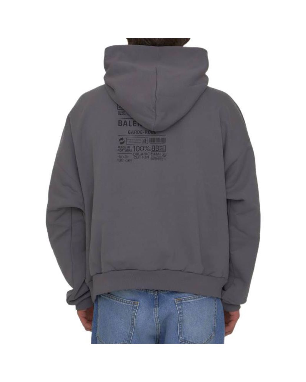 Balenciaga Gray Care Label Hoodie Middle Fit for men