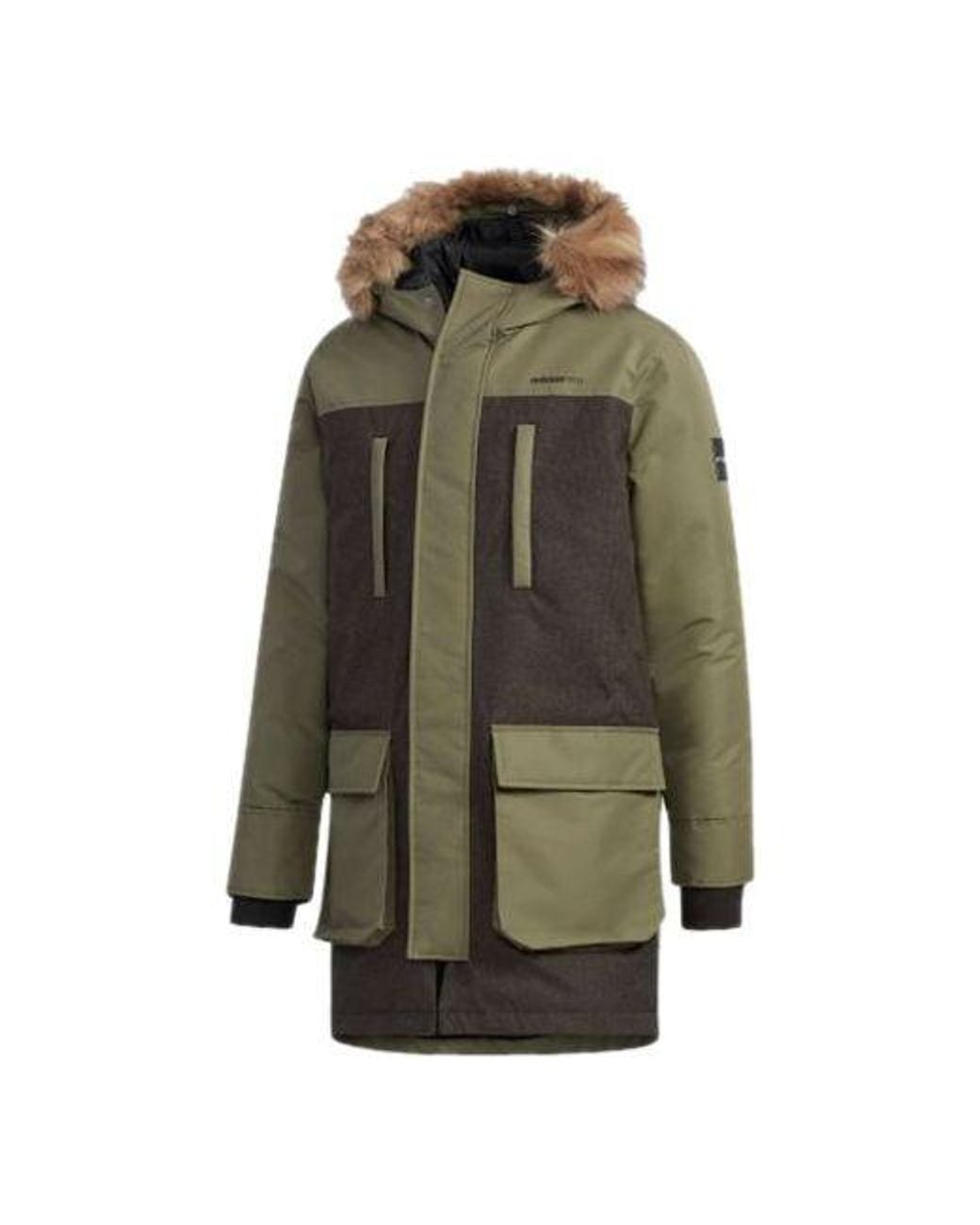Adidas Green Neo M Strt Down Prk Sports Hooded Stay Warm Down Jacket Khaki for men
