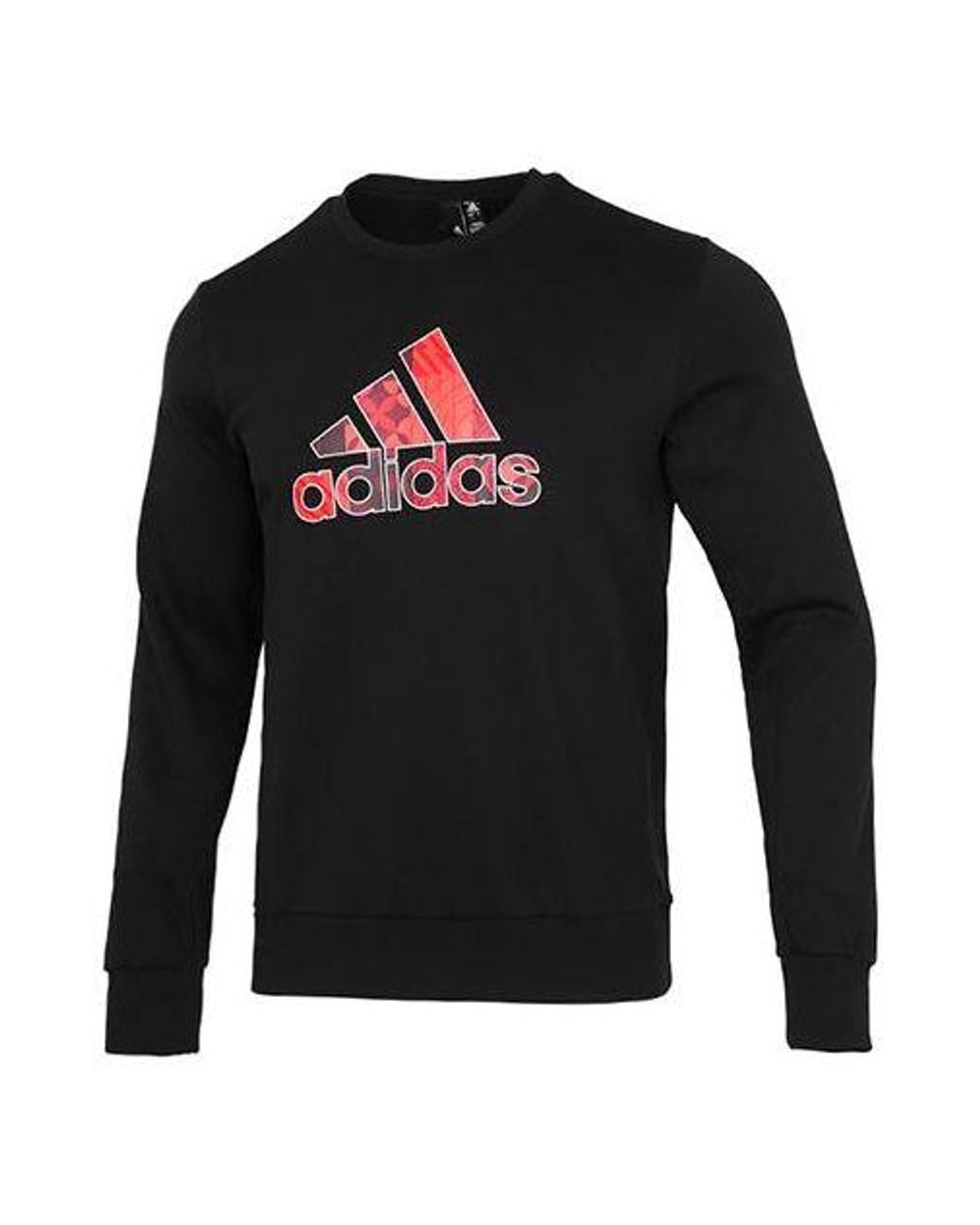 Adidas Black Cny Gfx Crew1 Limited Logo Printing Sports Round Neck Pullover for men