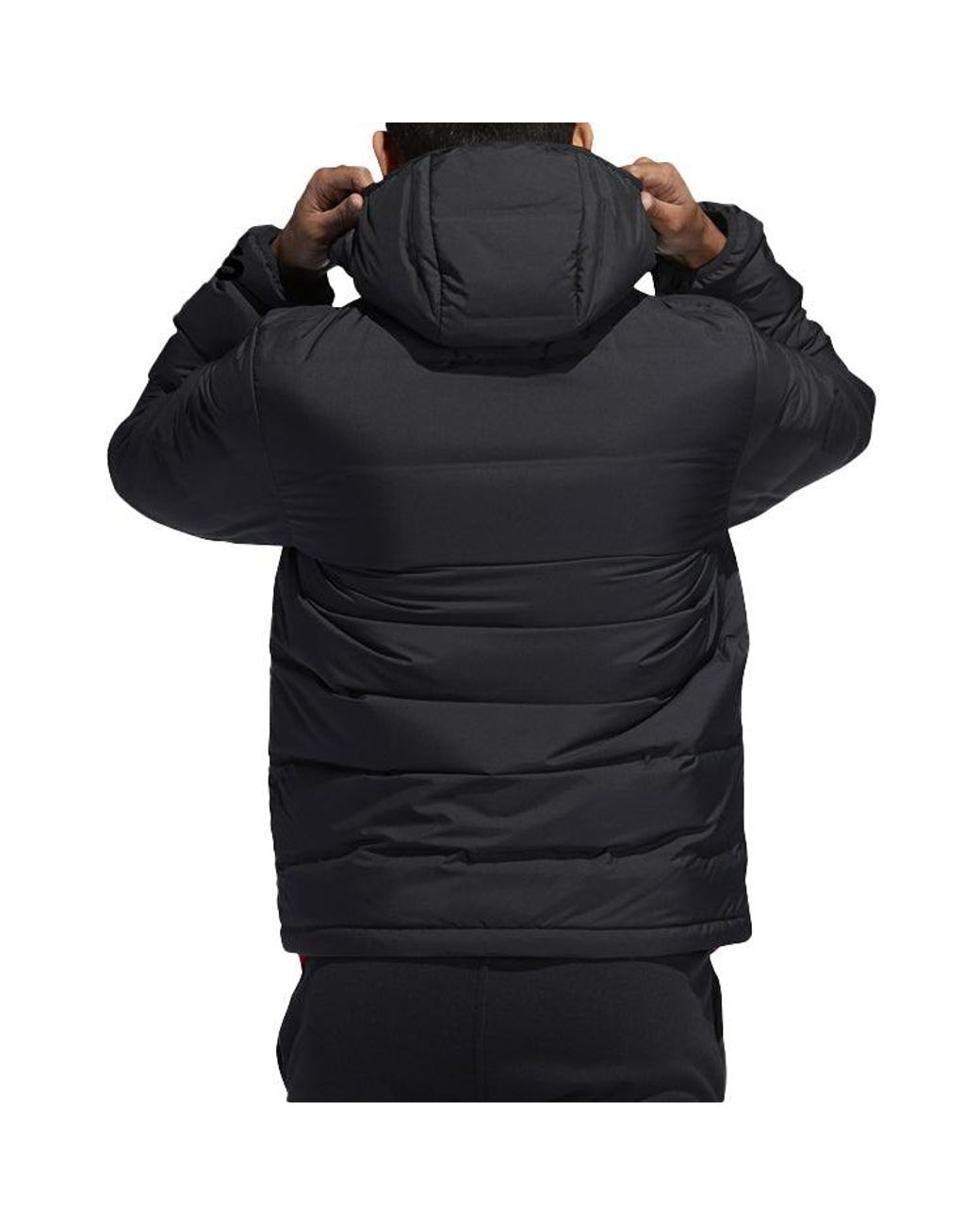 Adidas Blue Casual Printing Hooded Stay Warm Windproof Sports Down Jacket for men