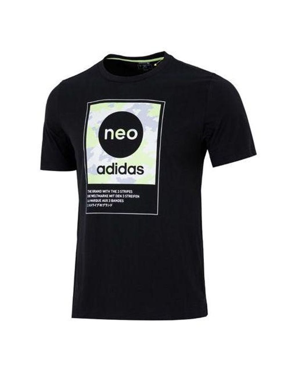 Adidas Black Neo Sw Dig Logo T Athleisure Casual Sports Round Neck Large Logo Short Sleeve T-Shirt for men