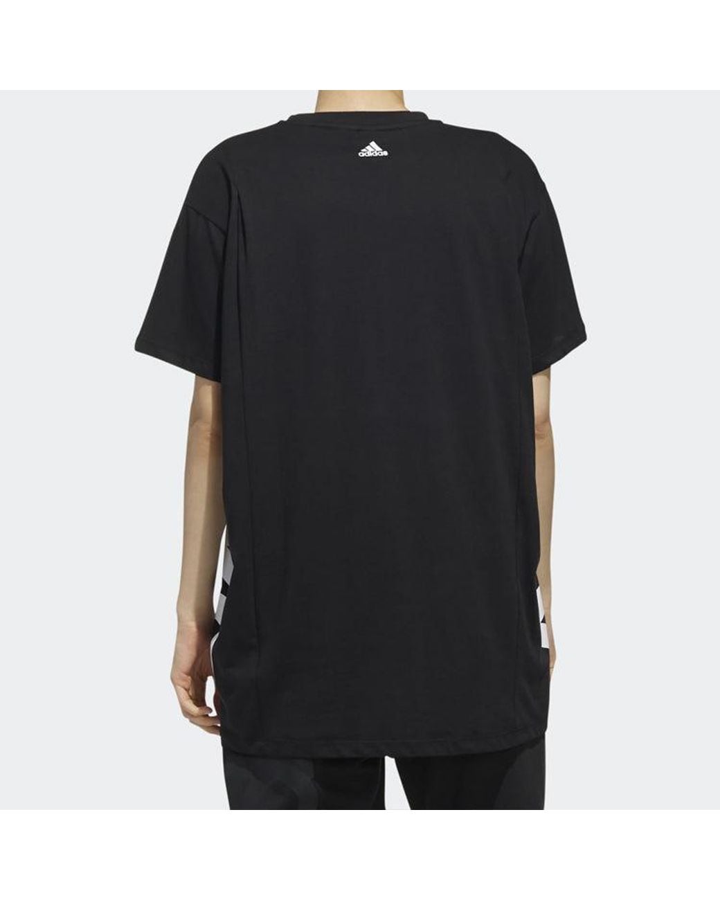 Adidas Black (Wmns) Side Large Alphabet Printing Short Sleeve