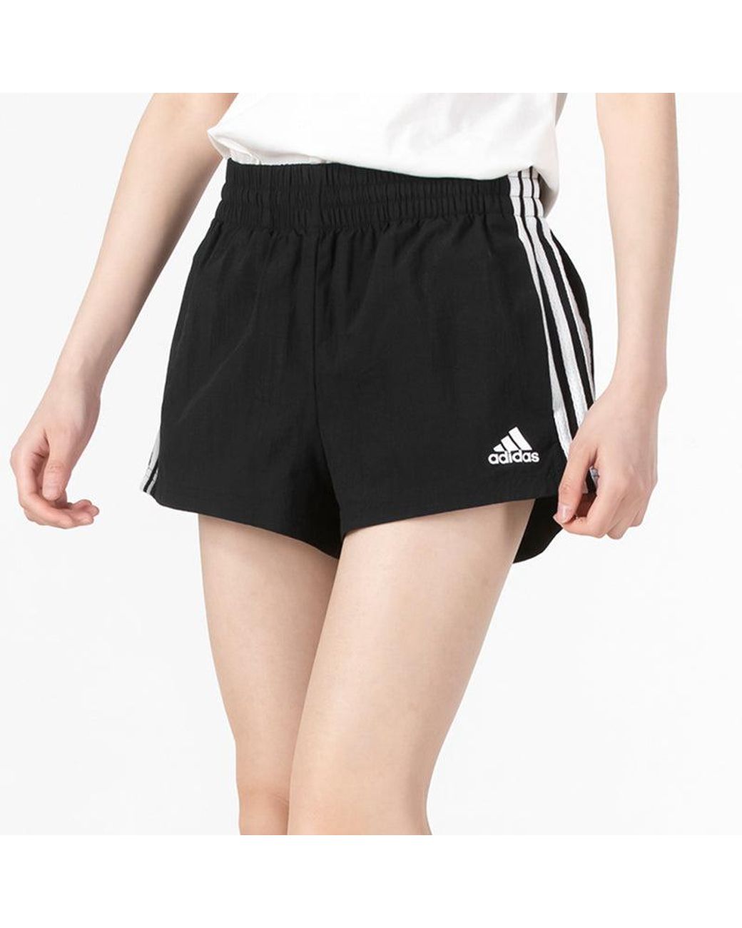 Adidas Black (Wmns) Essentials 3-Stripes Woven Shorts Loose Fit