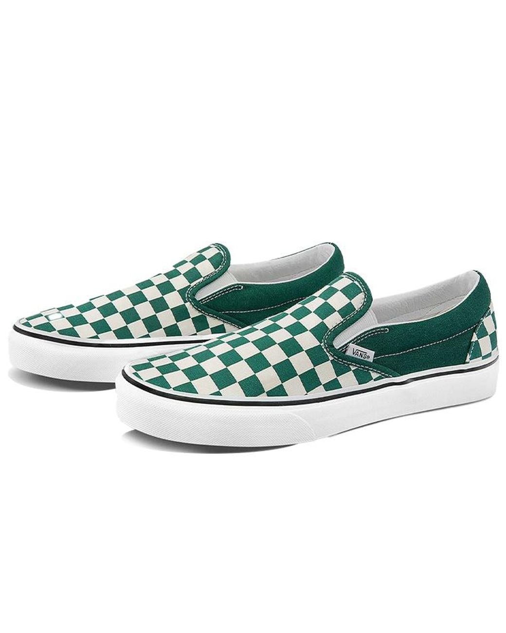 Vans Green Classic Slip-On 'Checkerboard for men