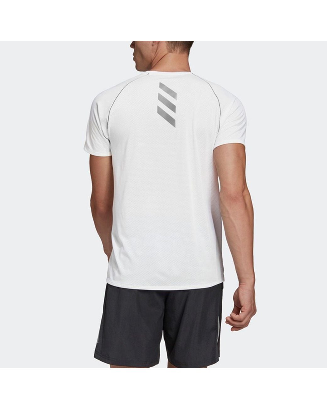 Adidas White Adi Runner Tee Reflective Running Sports Short Sleeve for men