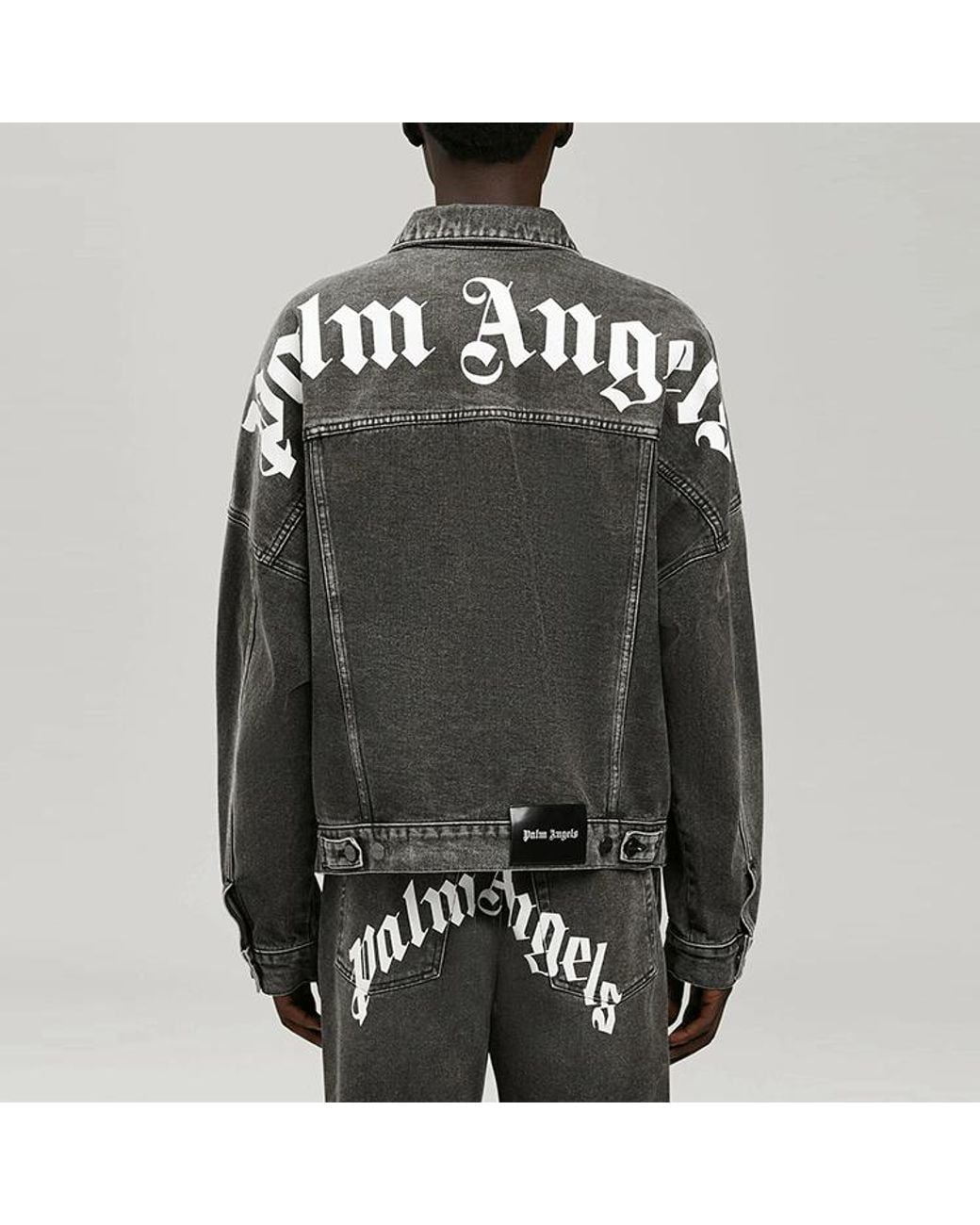 Palm Angels Black Logo Over Denim Jacket for men