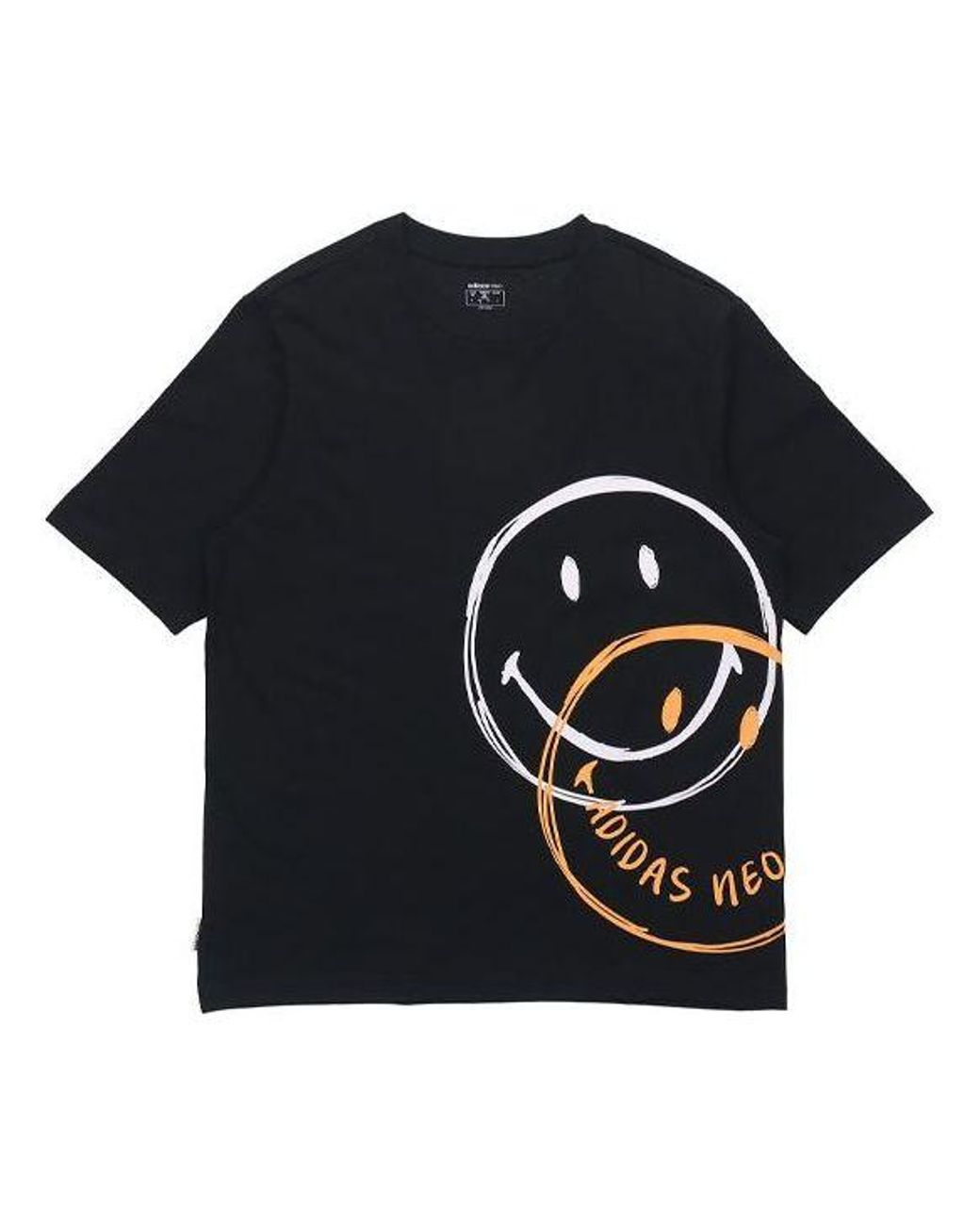 Adidas Black Neo U Csmy Tee Casual Sports Smiling Face Printing Short Sleeve for men