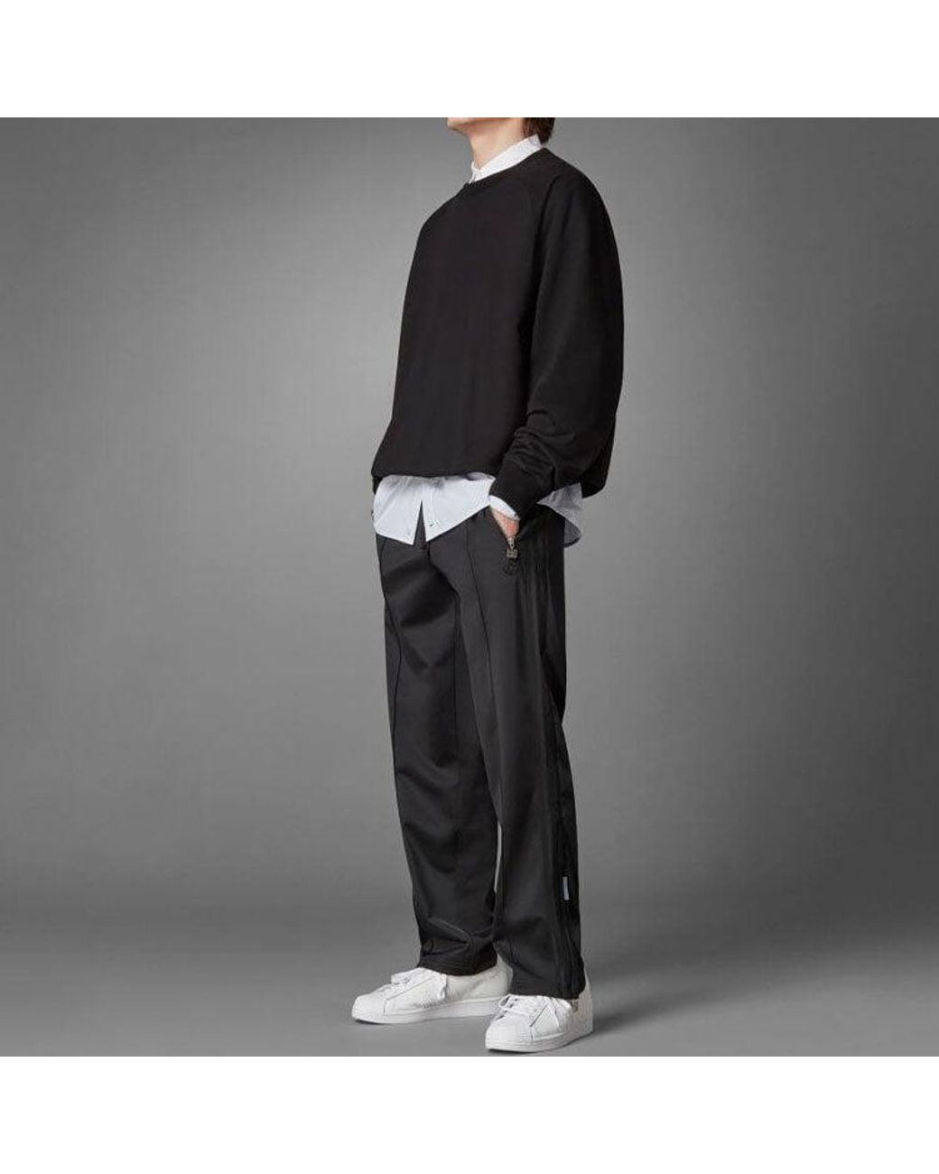 Adidas Black Originals Solid Color Loose Casual Round Neck Pullover for men