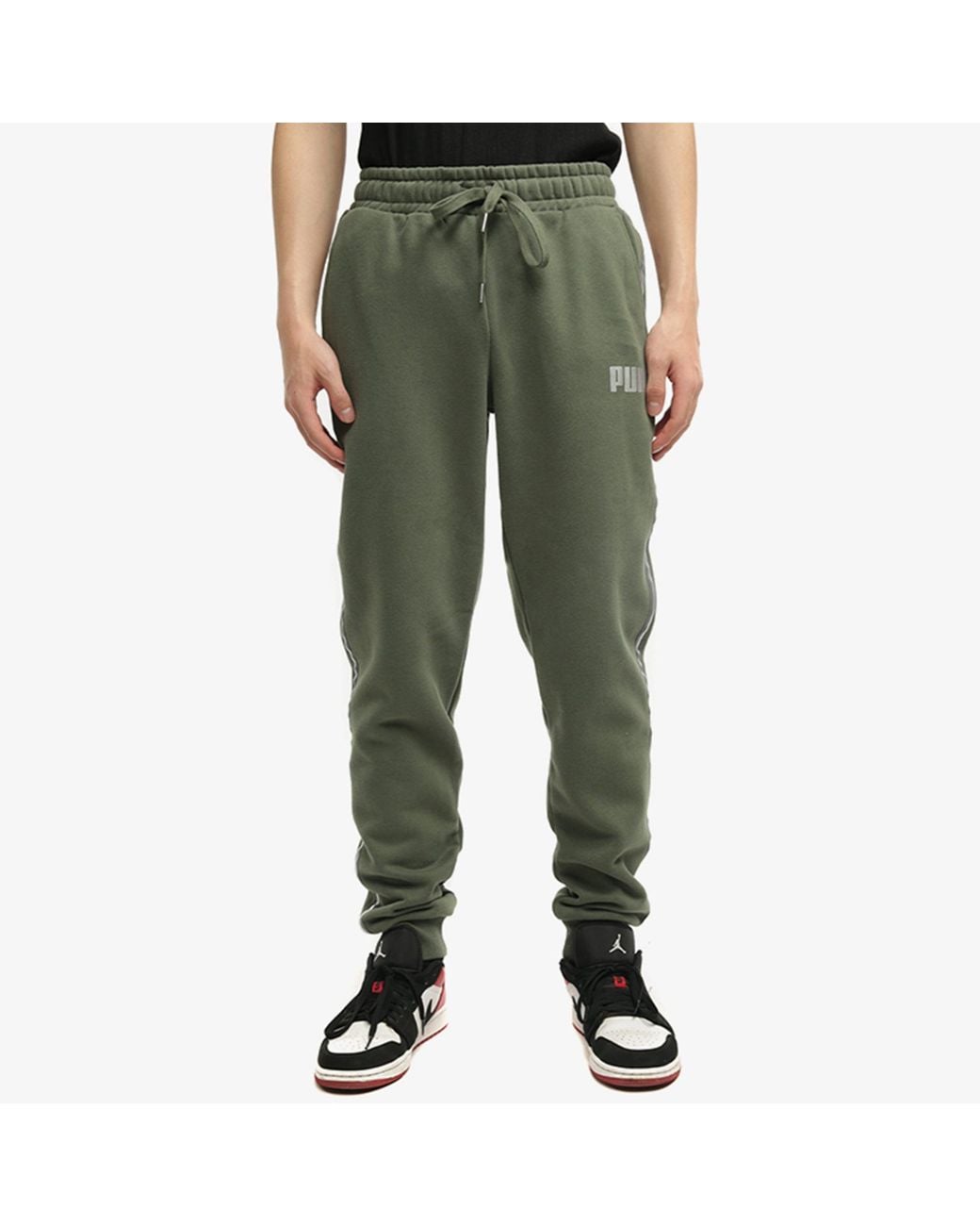 PUMA Green Metallic Nights Tape Sweatpants for men