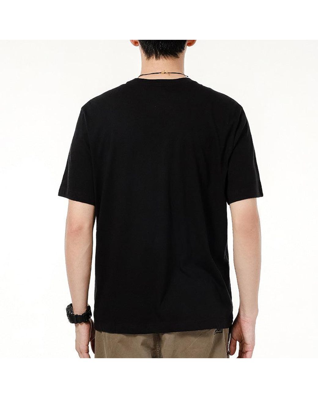 Nike Black Alphabet Logo Athleisure Casual Sports Breathable Short Sleeve for men