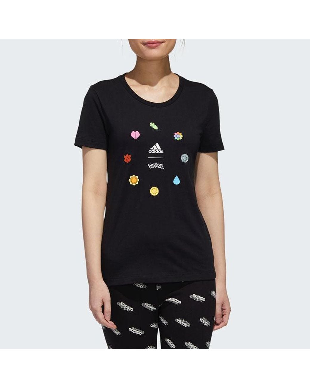 Adidas Black (Wmns) X Pokemon Crossover Printing Training Sports Short Sleeve
