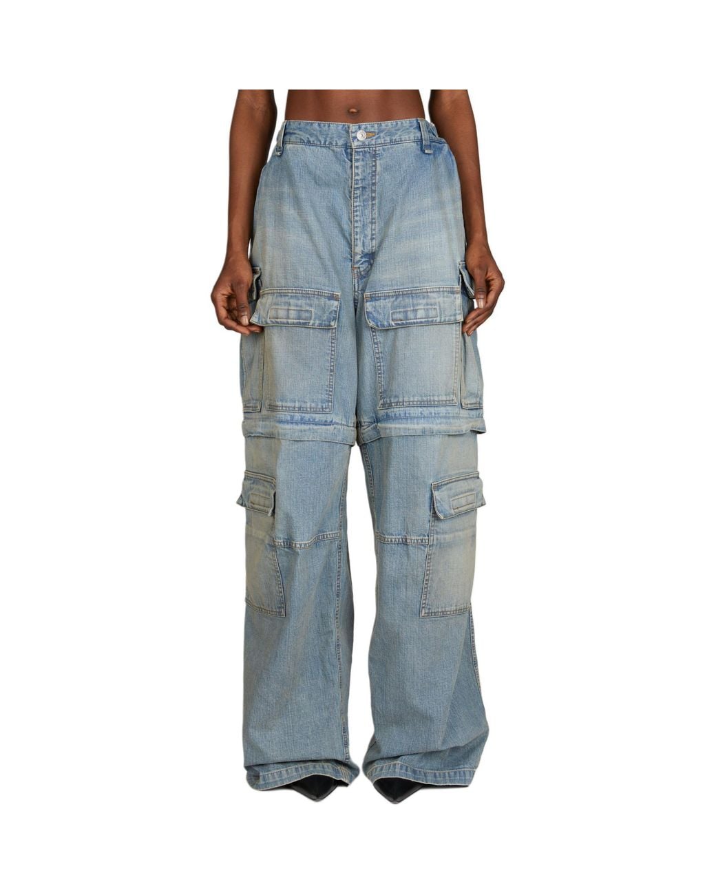 Balenciaga Blue (Wmns) 24Ss Zipper Type 2Way Denim Cargo Pants