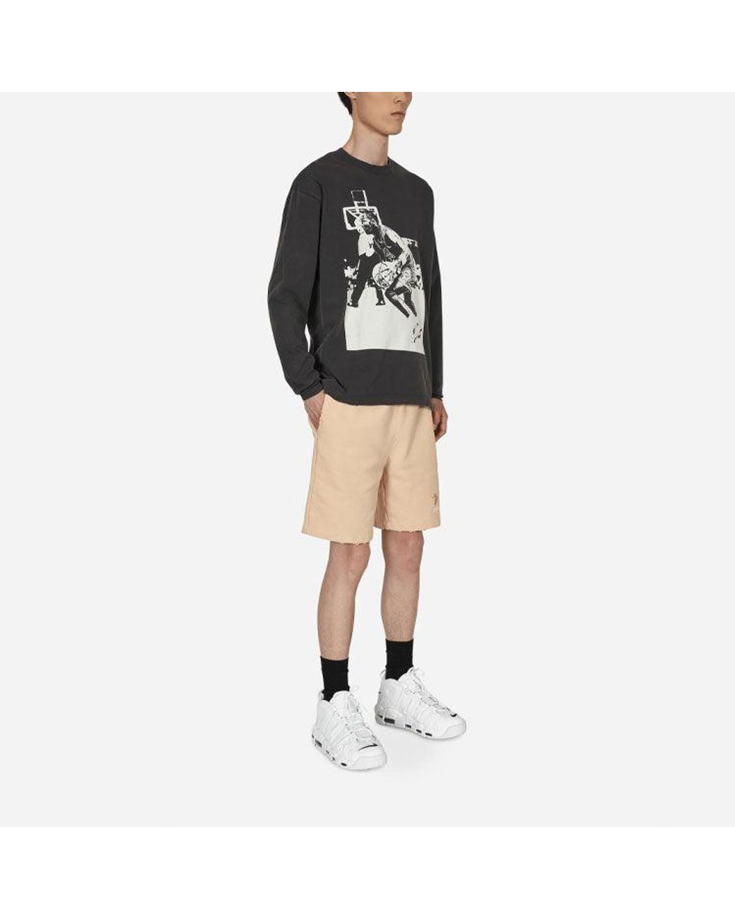 Nike Blue X Union Crossover Photo Character Shooting Printing Round Neck Pullover Long Sleeves Asia Edition Couple Style Black for men