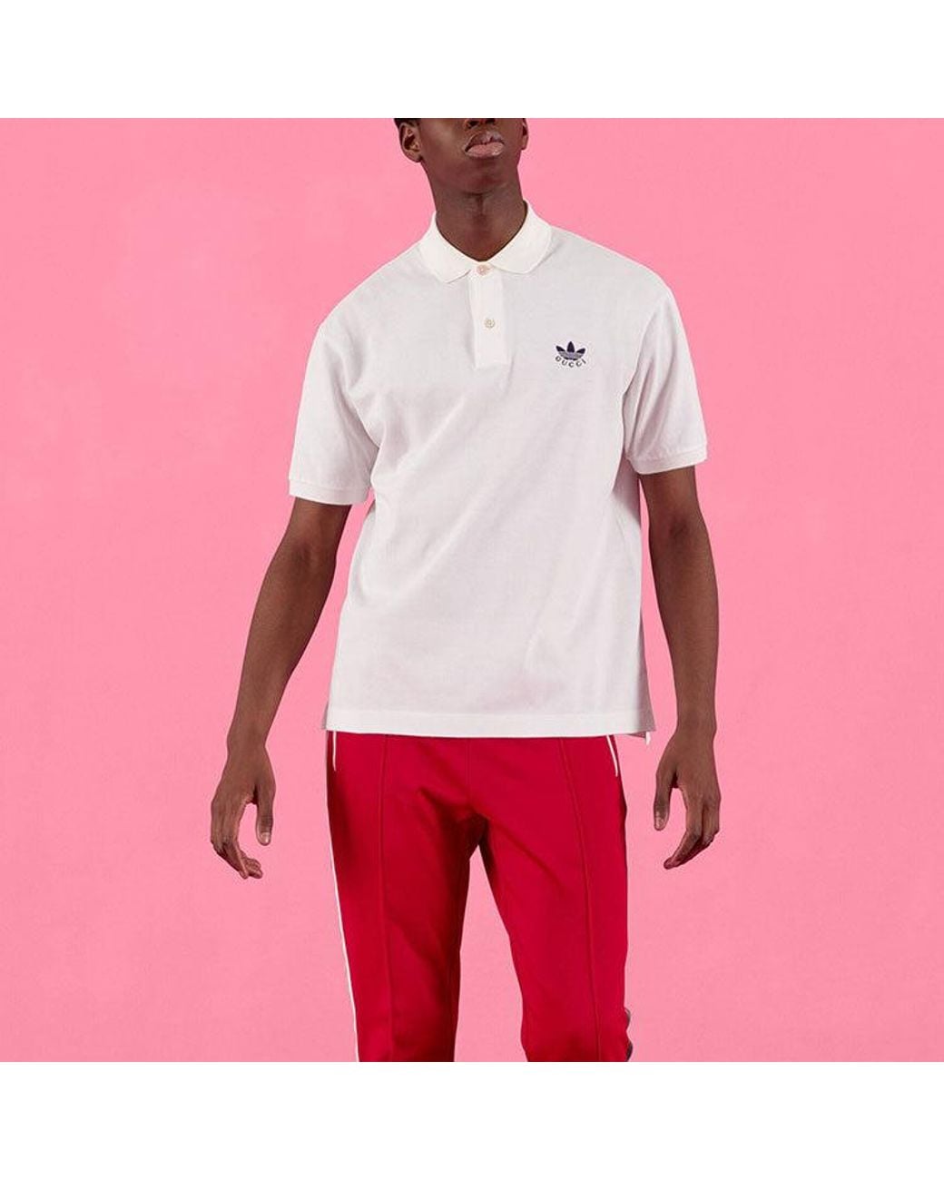 Adidas White X Gucci Cotton Piquet Polo for men