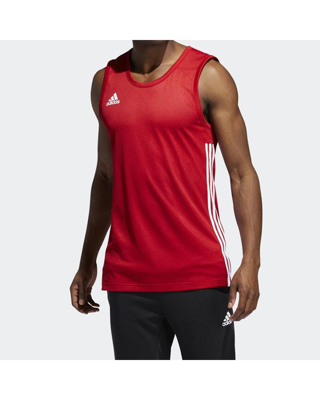 Adidas Red Knitted Breathable Basketball Vest for men