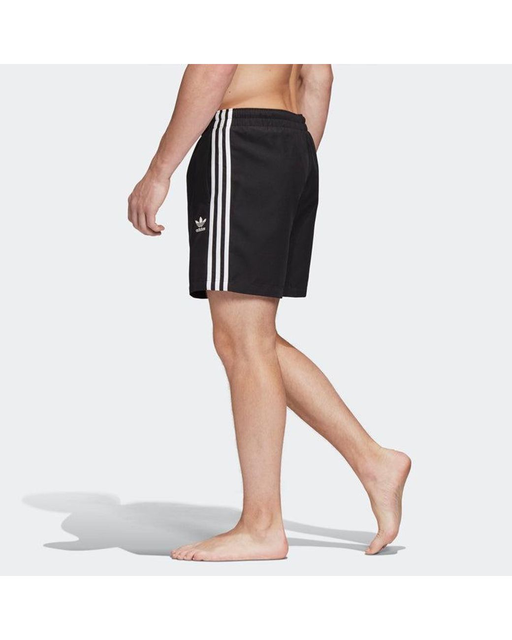 Adidas Black Originals Stripe Woven Sports Shorts for men
