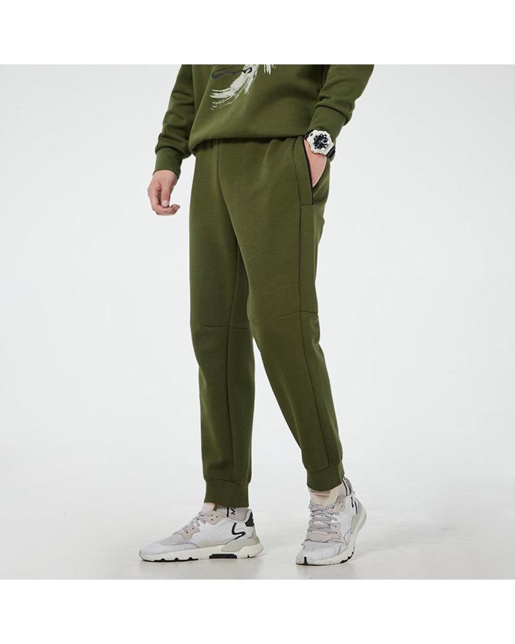 Adidas Green Th Pnt Dk Id Knit Sports Long Pants for men