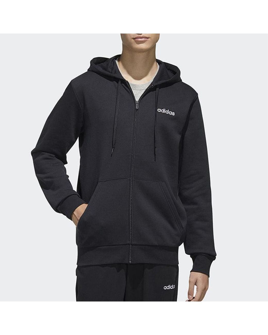 Adidas Blue Knitted Hooded Casual Sports Jacket for men