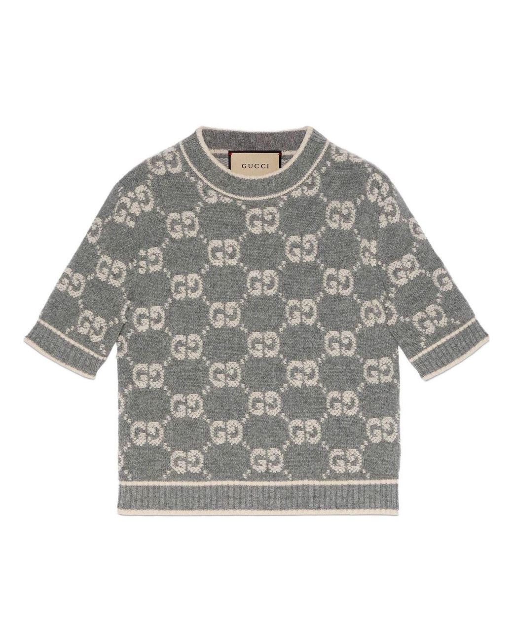 Gucci Gray (Wmns) Gg Wool Boucl Jacquard Top Ivory'