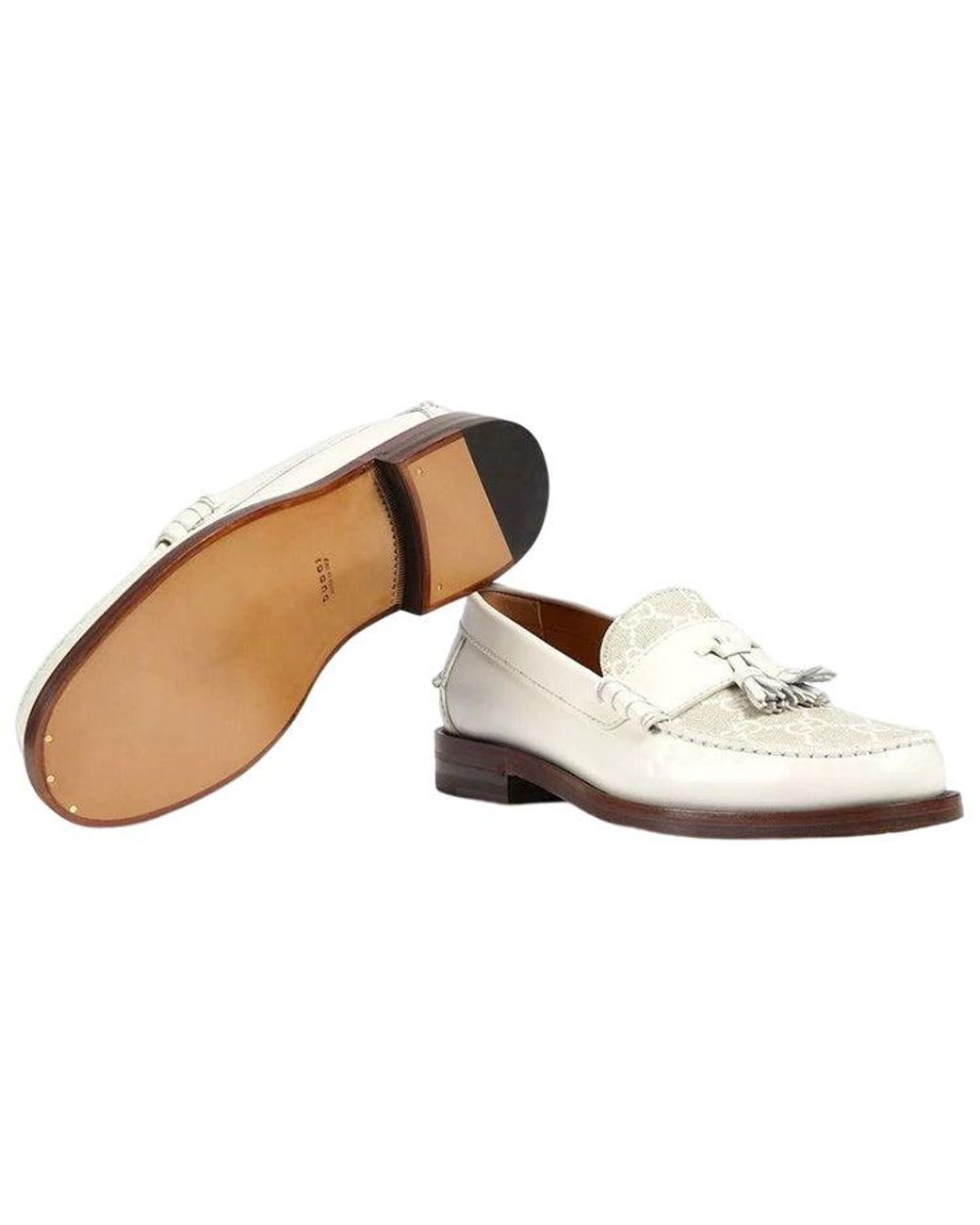 Gucci White (Wmns) Gg Supreme Tassel Loafers