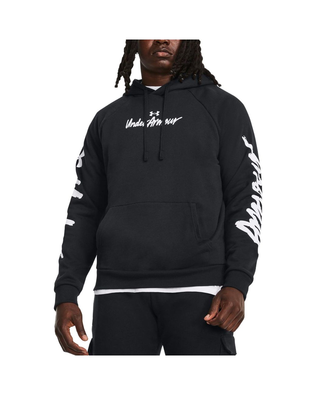 Under Armour Black Rival Fleece Graphic Hoodie for men