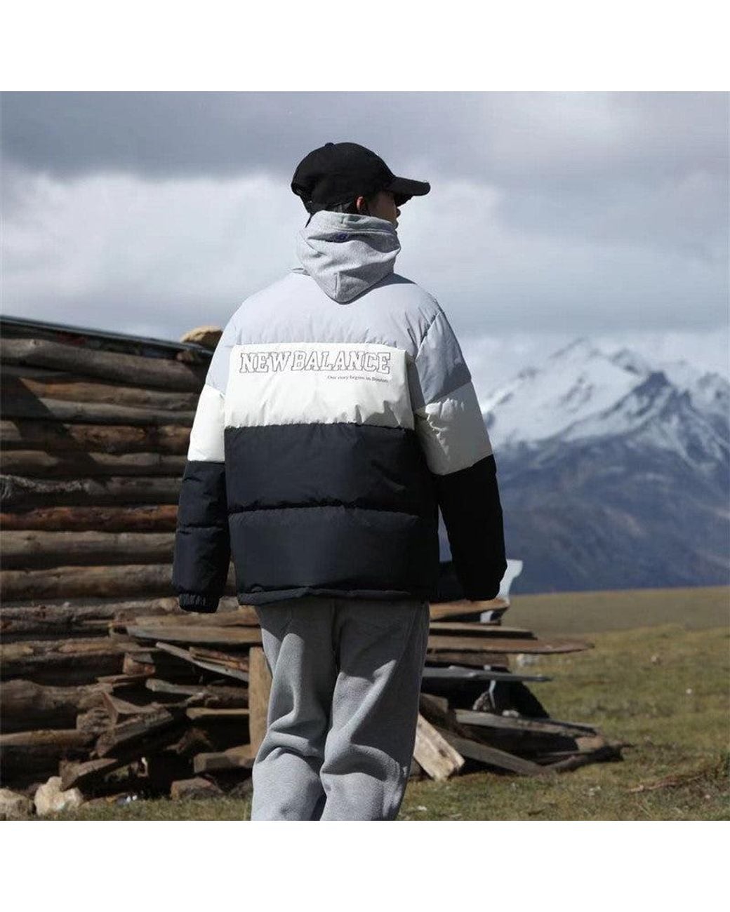 New Balance Gray Warm Down Jacket for men