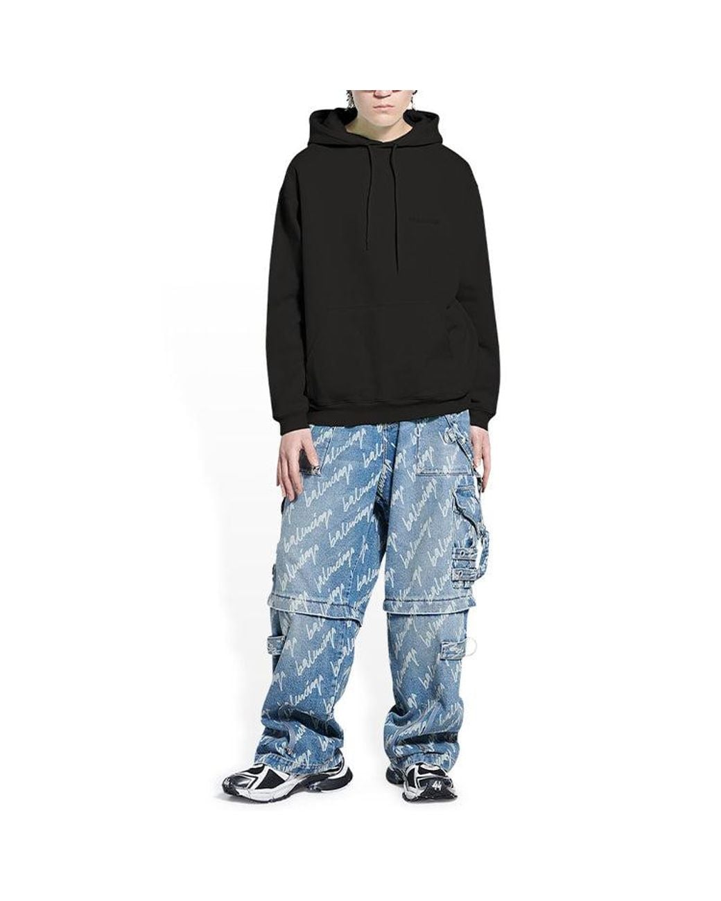 Balenciaga Black Logo Hoodie Medium Fit 'Washed' for men
