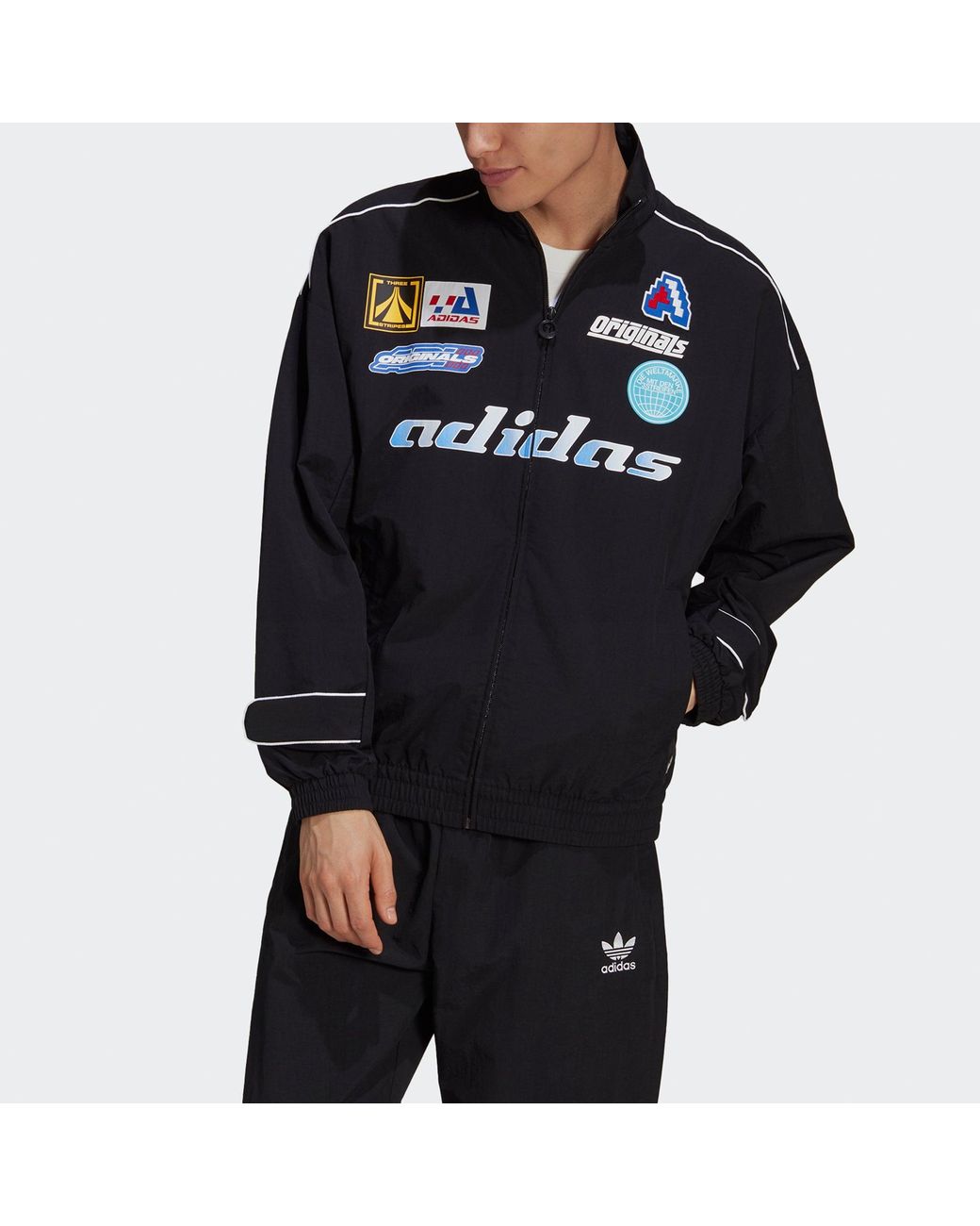 Adidas Blue Originals Tgp Windbreaker Sports Stand Collar Jacket for men