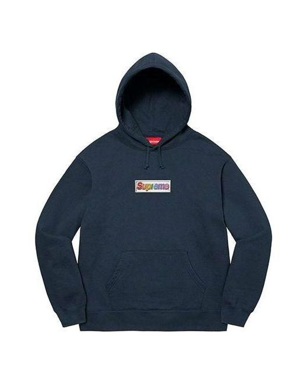 Supreme Blue Bling Box Logo Hooded Sweatshirt for men