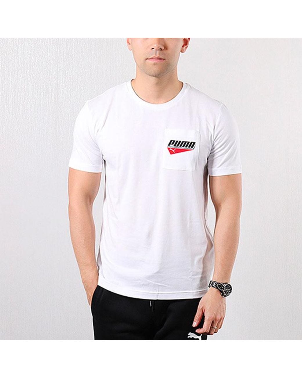 PUMA White Pocket T-Shirt for men