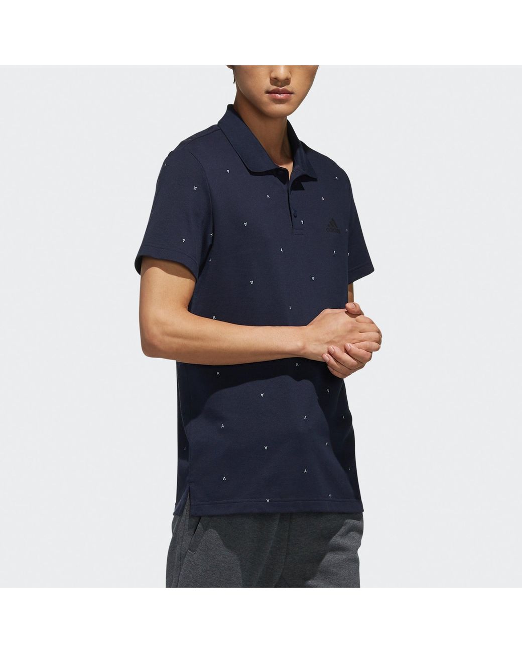 Adidas Blue Ai Polo Gen Aop Short Sleeve Polo for men