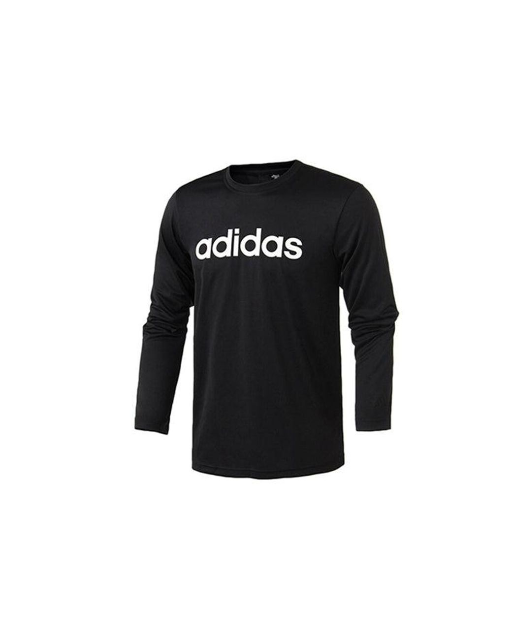 Adidas Black M Logo Ls T Logo Printing Sports Round Neck Long Sleeves for men
