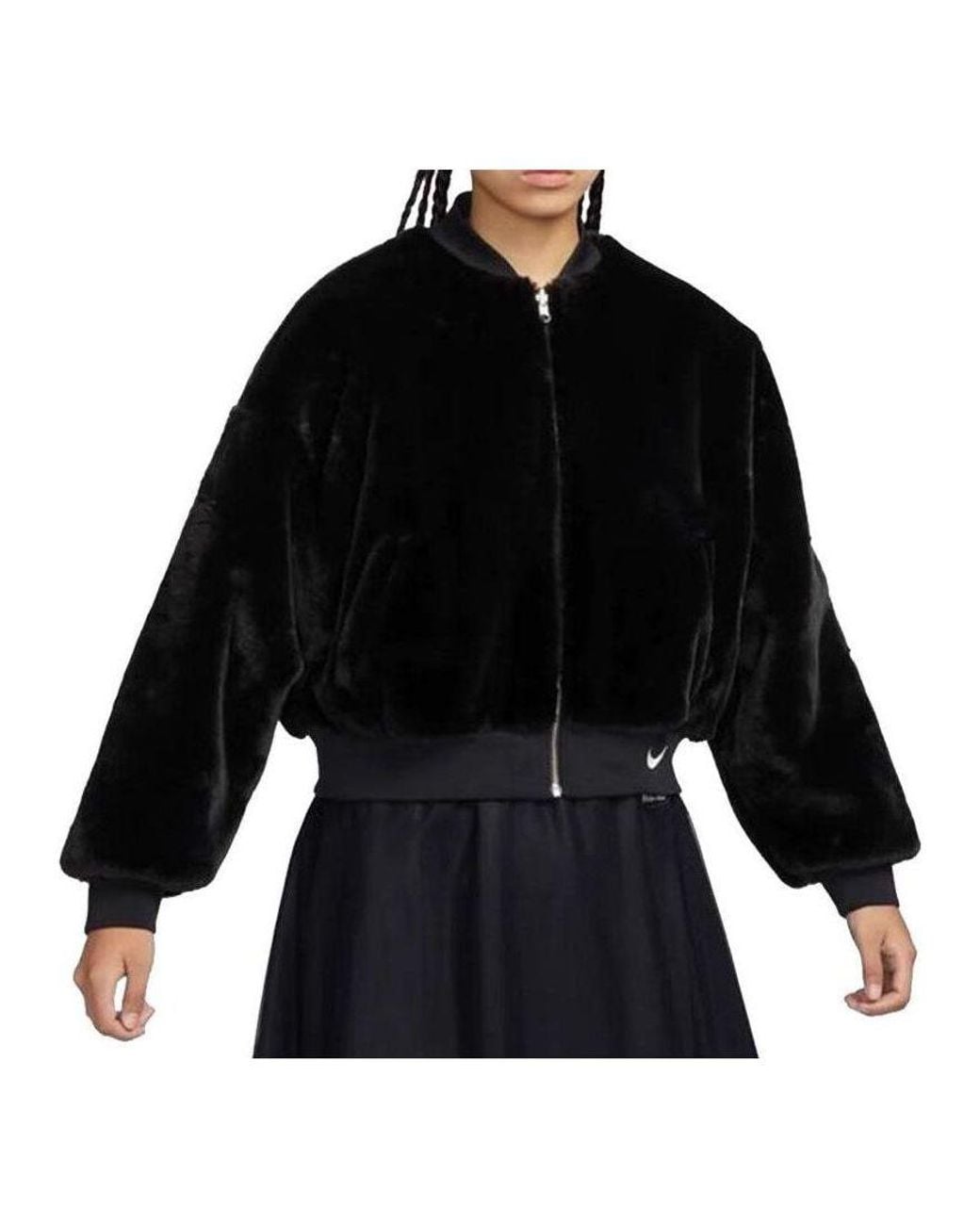 Nike Black (Wmns) Sportswear Reversible Faux Fur Bomber Jacket