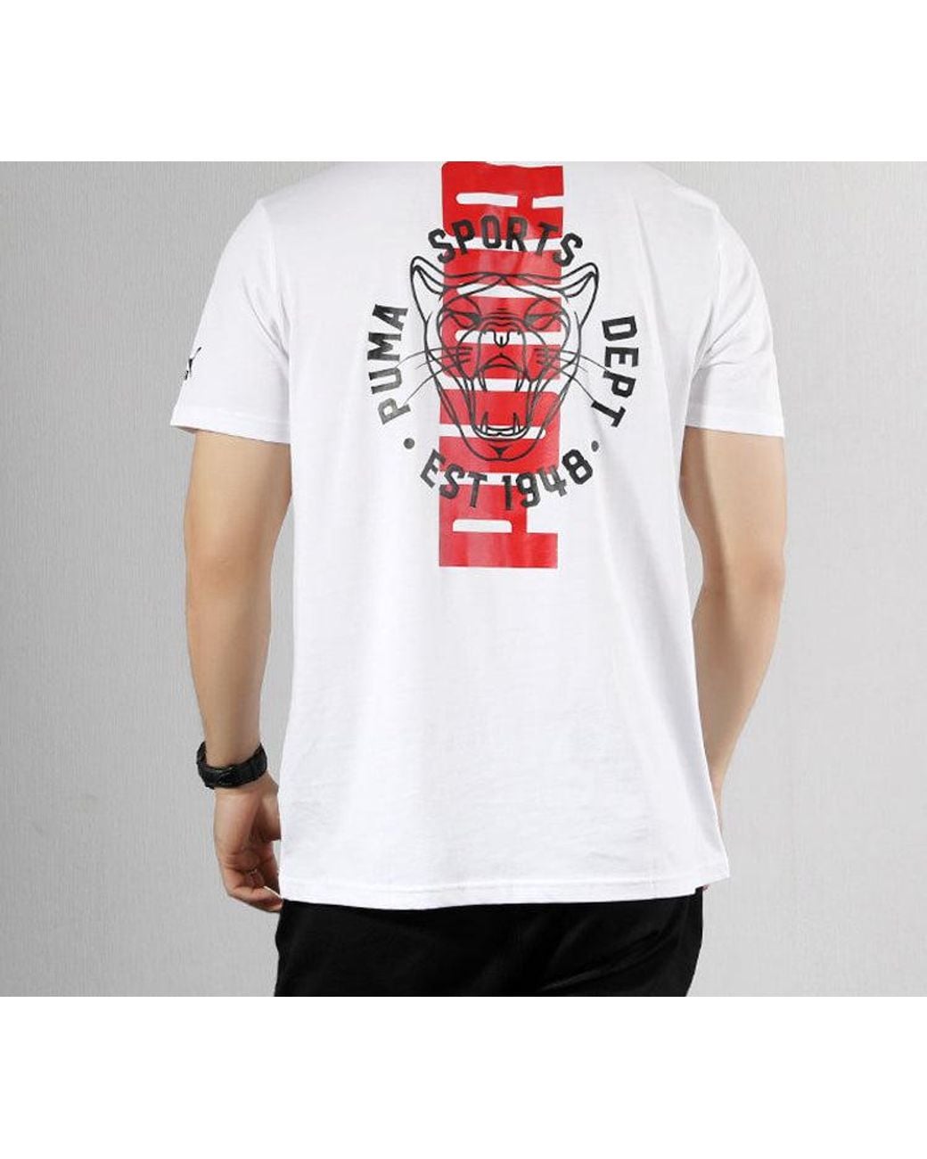 PUMA White Graphic Vintage Cat Tee for men