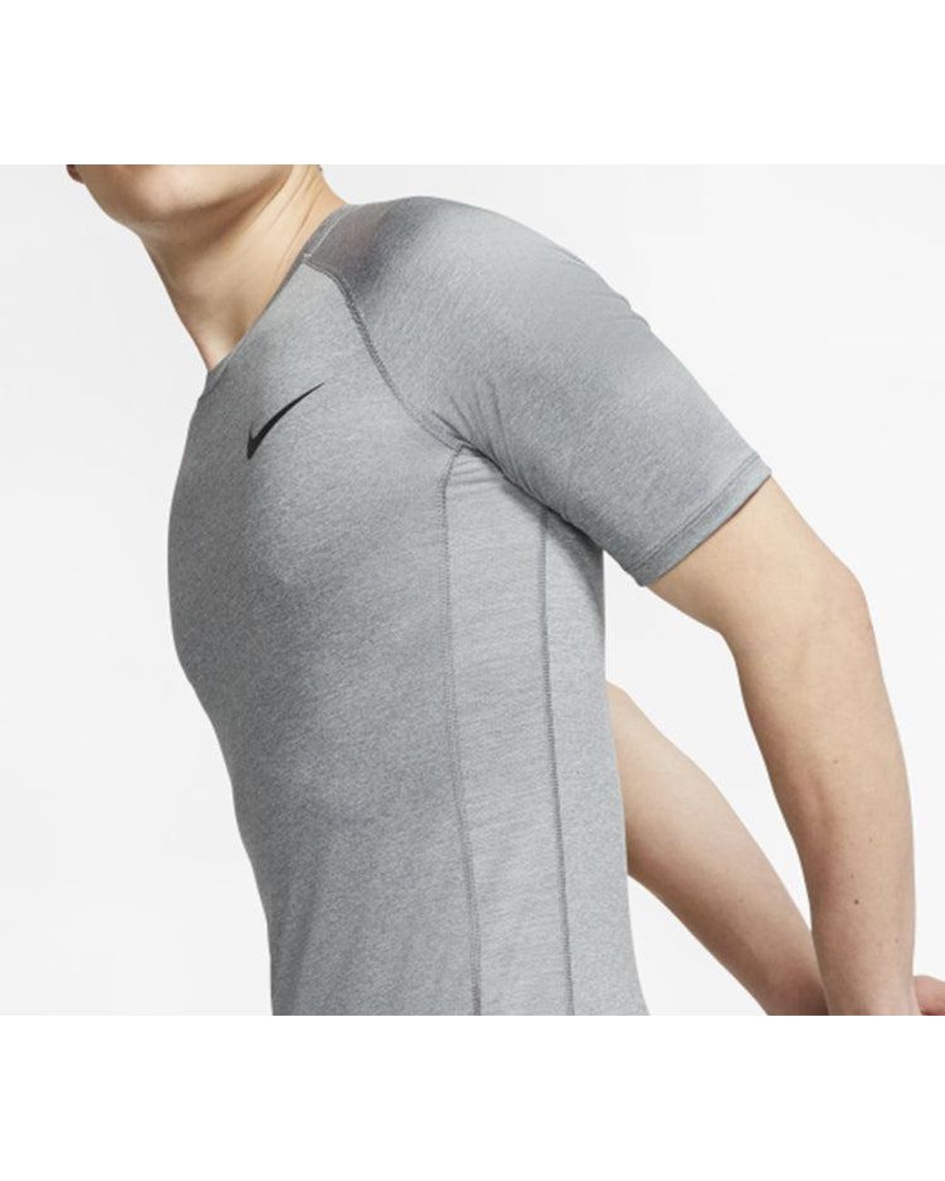 Nike Gray Pro Training Tight Short Sleeve for men