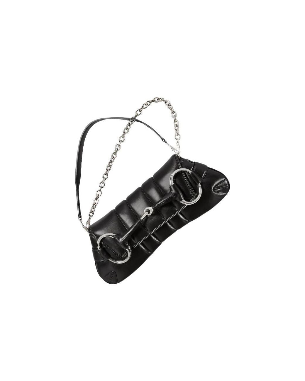 Gucci Black (Wmns) Horsebit Chain Medium Shoulder Bag
