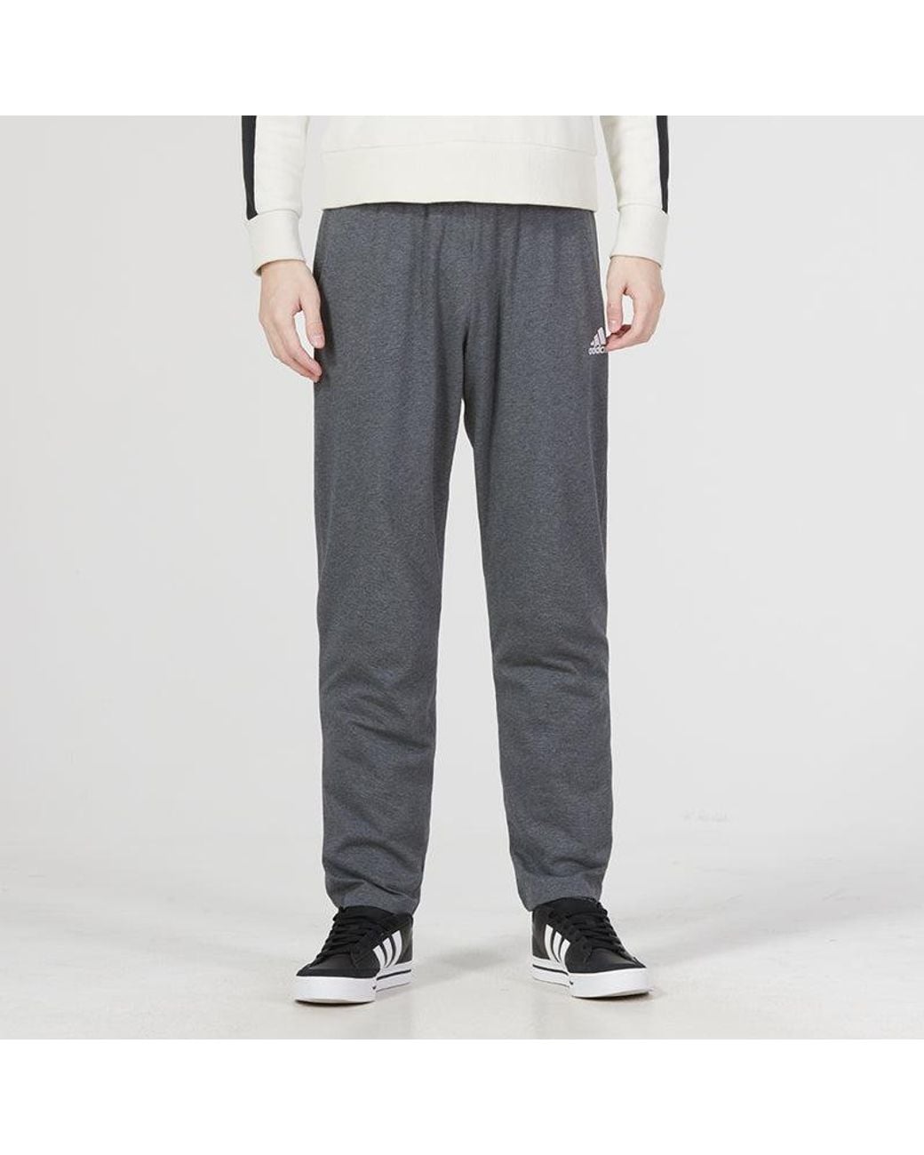 Adidas Gray Essentials Single Jersey Tapered Open Hem Pants for men