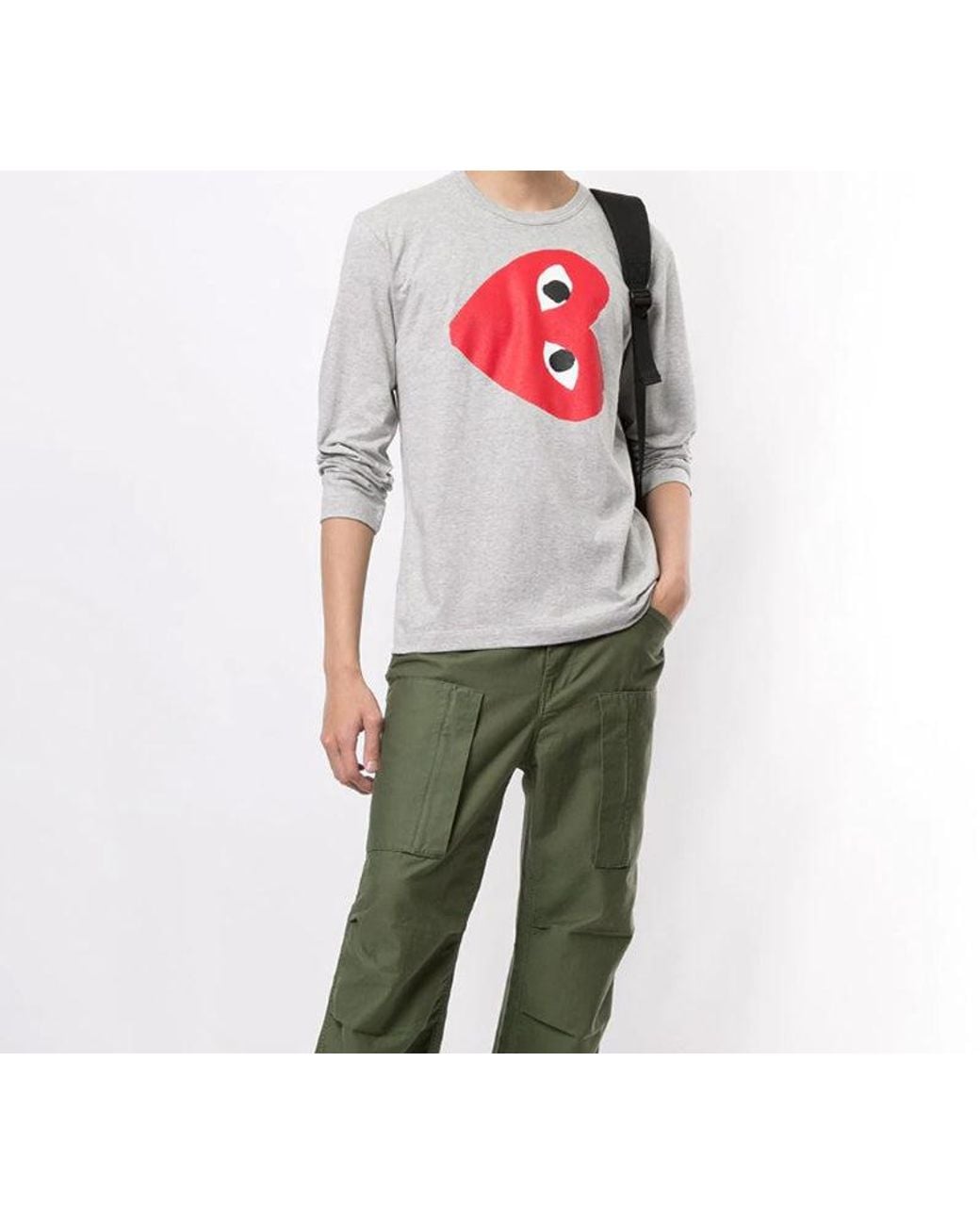 COMME DES GARÇONS PLAY White Side Heart Long Sleeves Tee for men