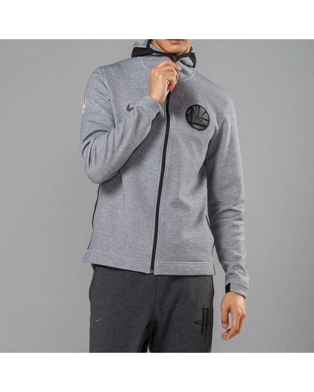 Nike Gray Warriors Showtime Sports Logo Casual Jacket Cardigan for men