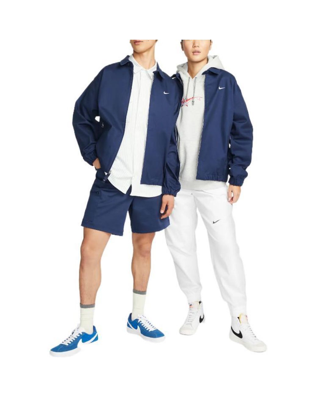 Nike Blue Solid Color Logo Casual Lapel Jacket for men