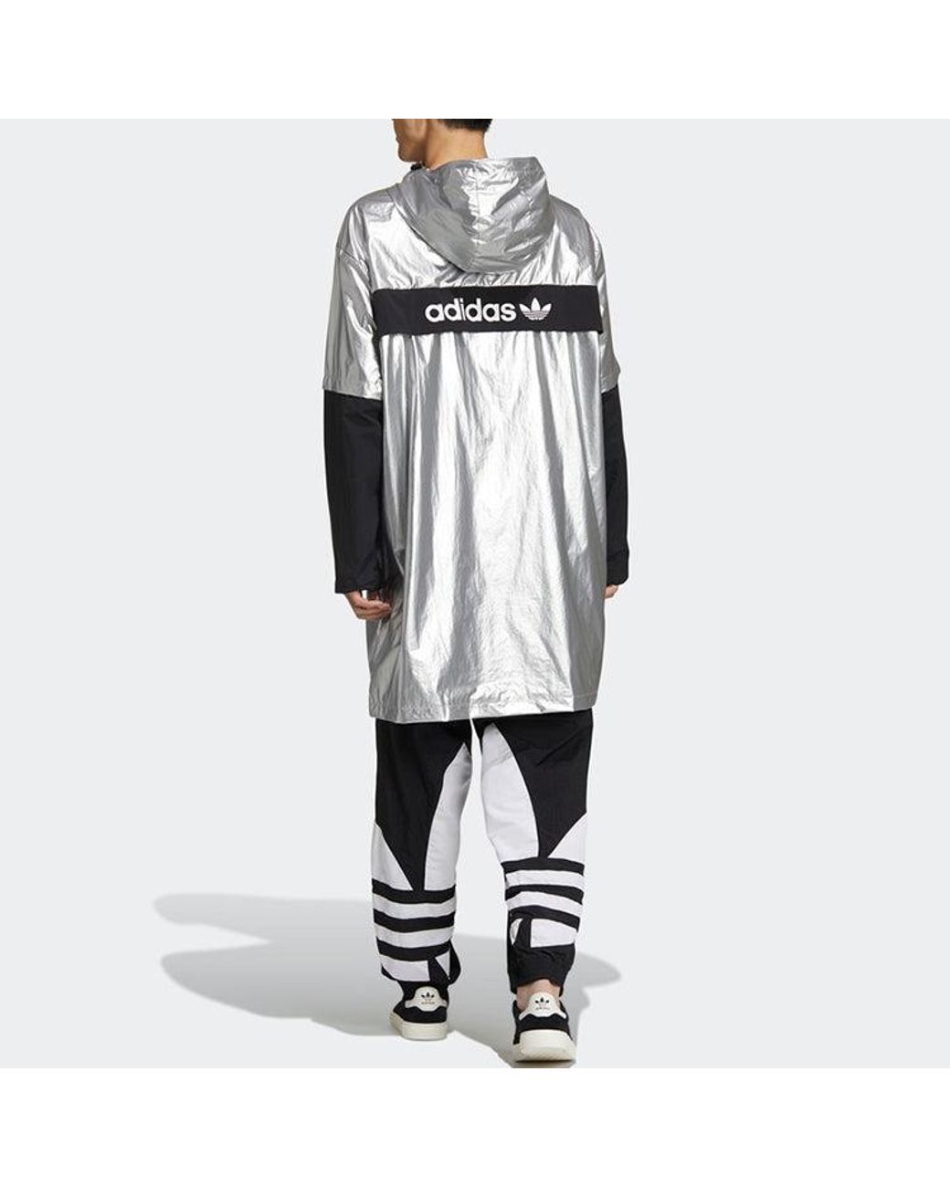 Adidas Blue Originals Liquid Metal Wb Sports Hooded Windbreaker Jacket for men