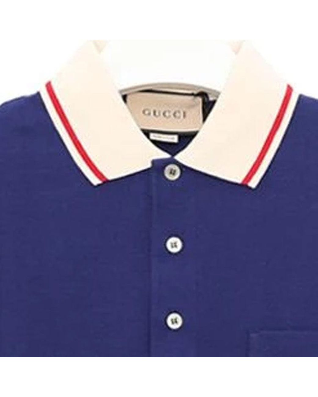 Gucci Blue Cotton Jersey Polo Shirt With Web for men