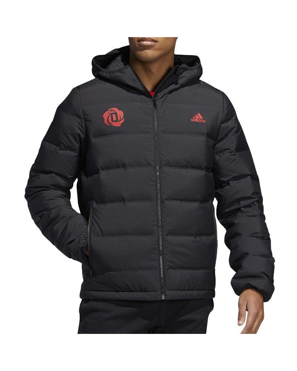 Adidas Blue Casual Printing Hooded Stay Warm Windproof Sports Down Jacket for men