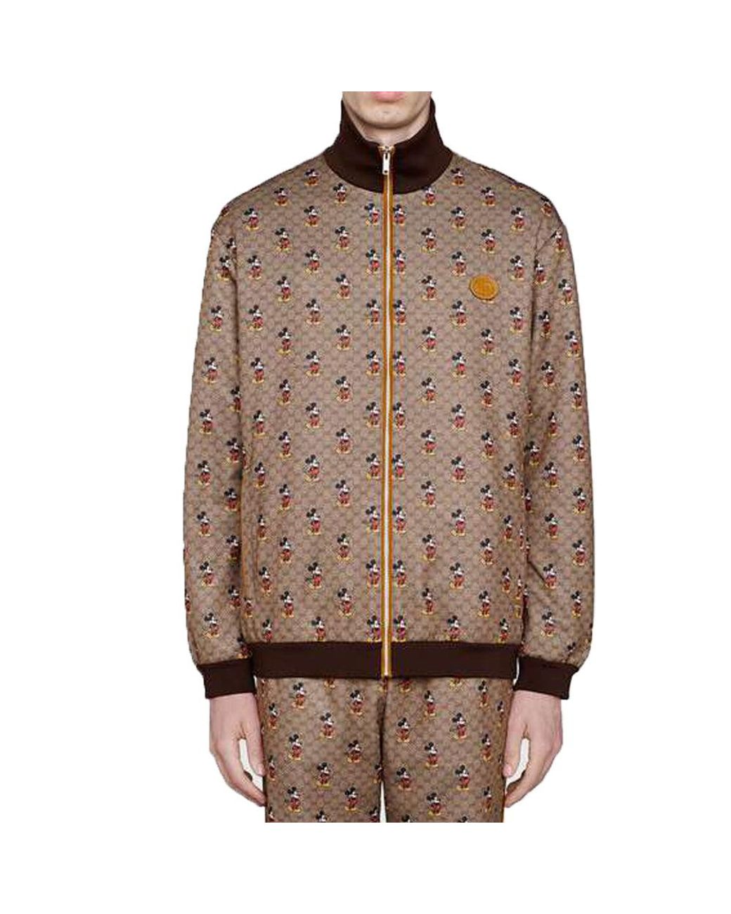 Gucci Brown X Disney Full-Printed Mickey Pattern Long Sleeve Jacket For for men