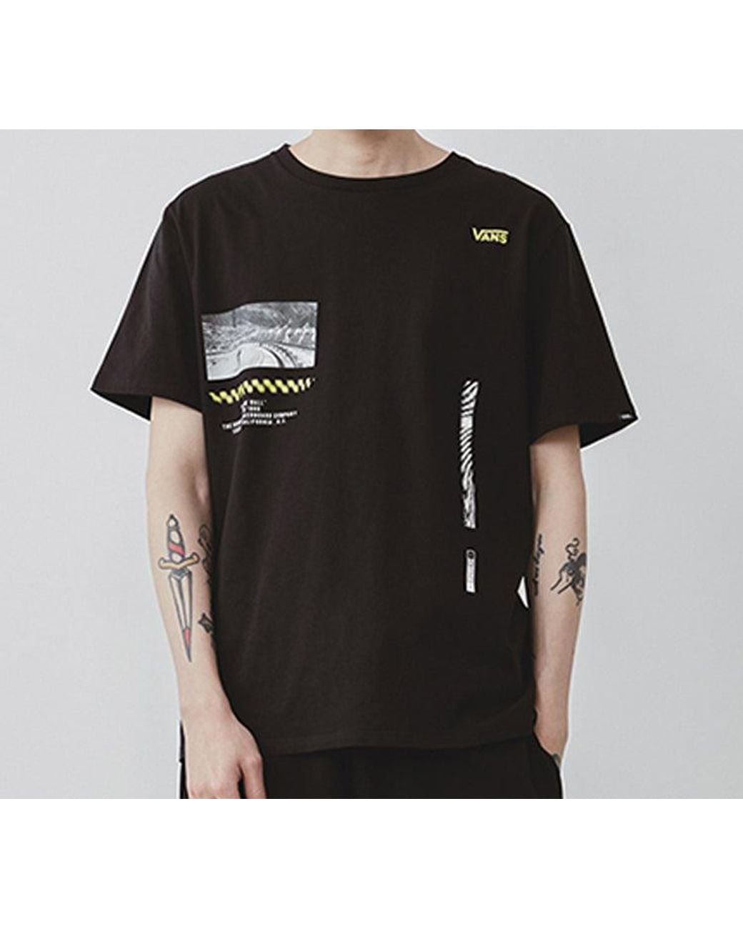 Vans Black Logo Printing Round-Neck