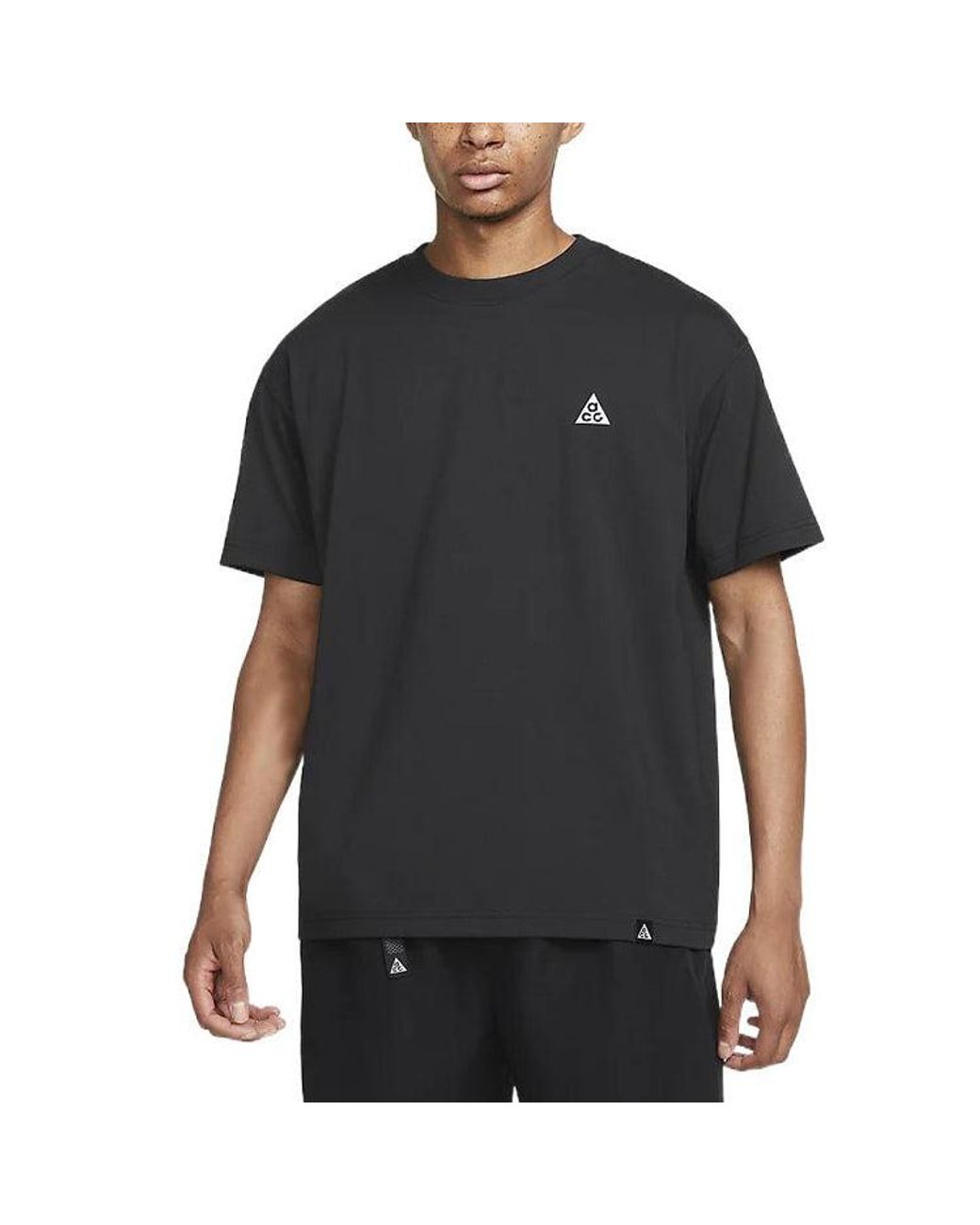Nike Black Acg Solid Color Round Neck Loose Short Sleeve T-Shirt for men